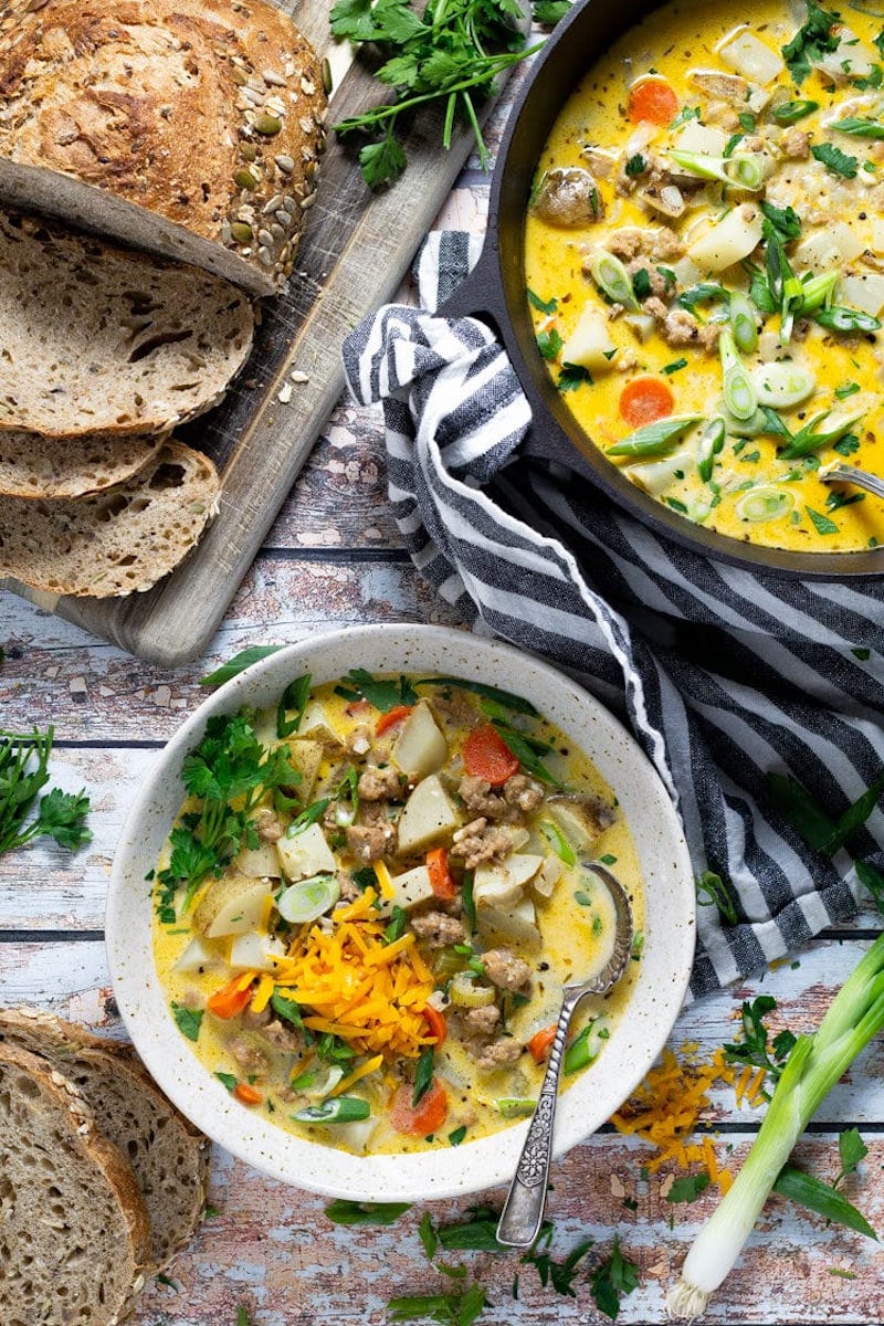 Weekly meal plan: Sausage & Potato Beer Cheese Soup at Midwest Foodie