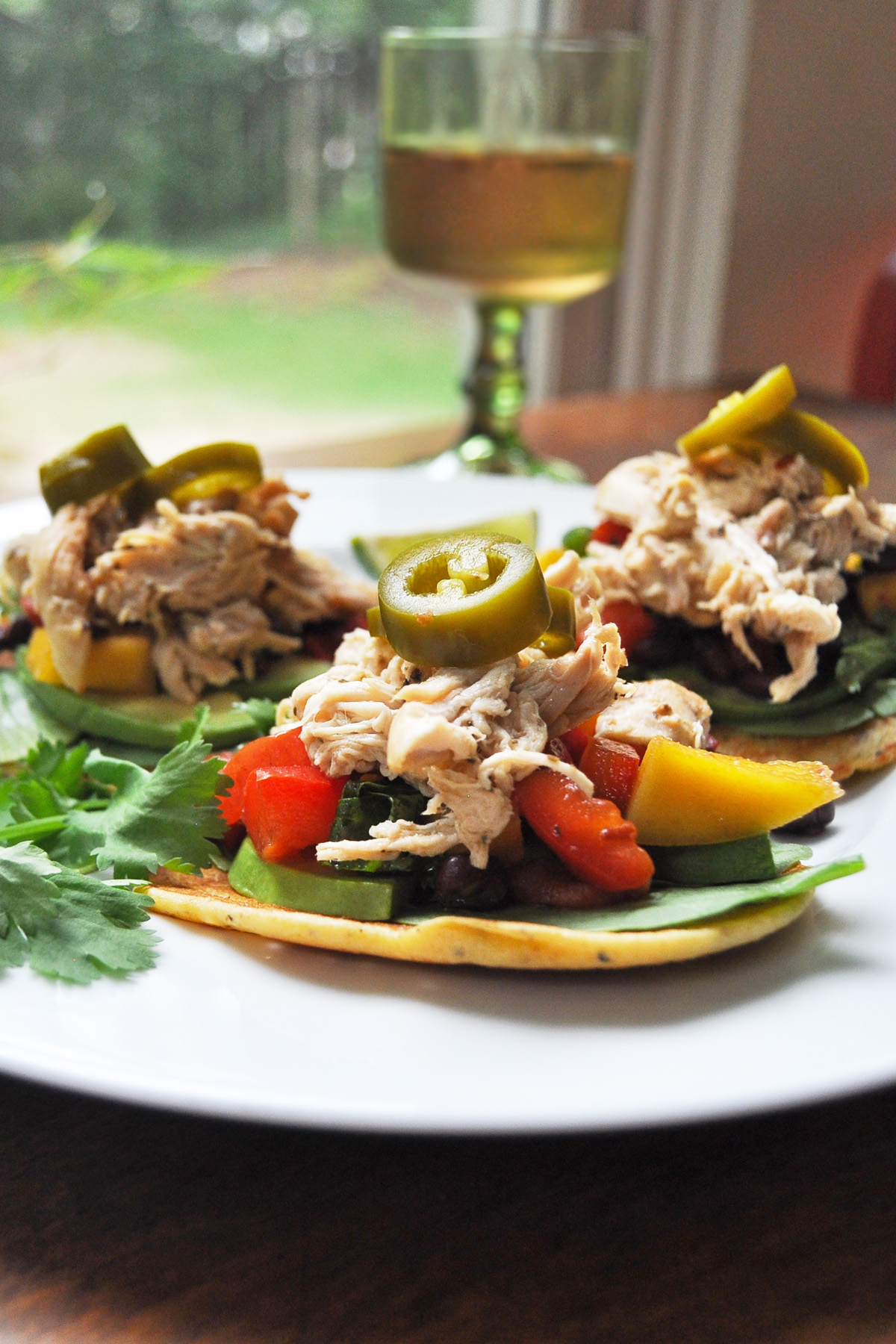 Easy slow cooker pulled chicken recipe: Served in socca wrap tacos | Anne Wolfe Postic for Cool Mom Eats Easy slow cooker pulled chicken recipe: Served in socca wrap tacos | Anne Wolfe Postic for Cool Mom Eats