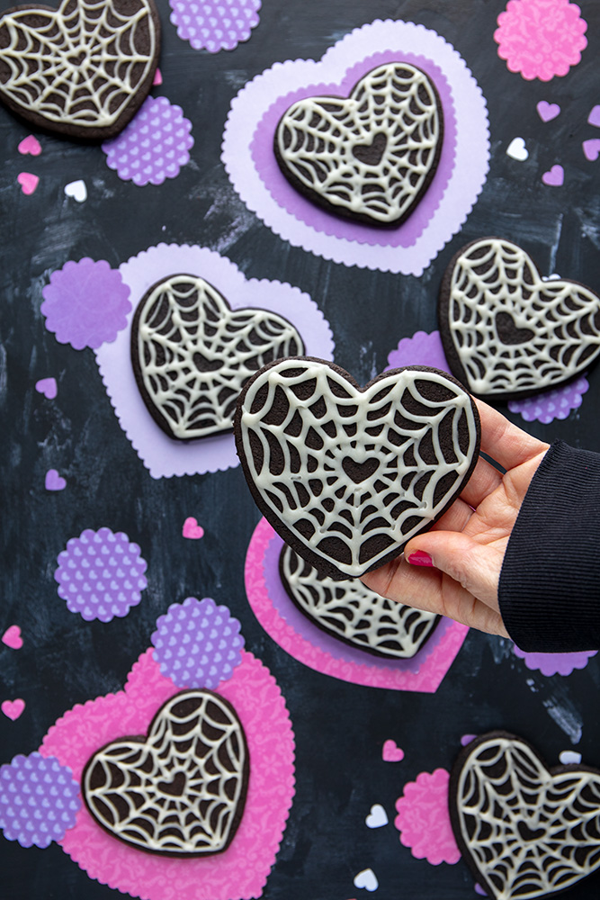 Goth Core Black Heart Vegan Valentine's Cookie Recipe from Vegan Dollhouse are perfect for teens.They're black from a natural source!
