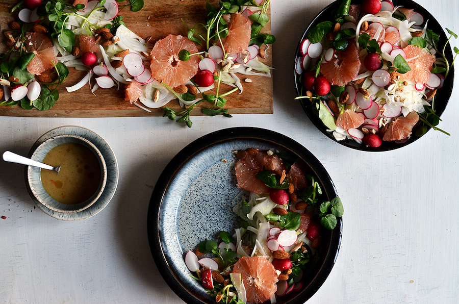 Grapefruit recipes: Japanese Pink Grapefruit Salad at Hungry Herbivores