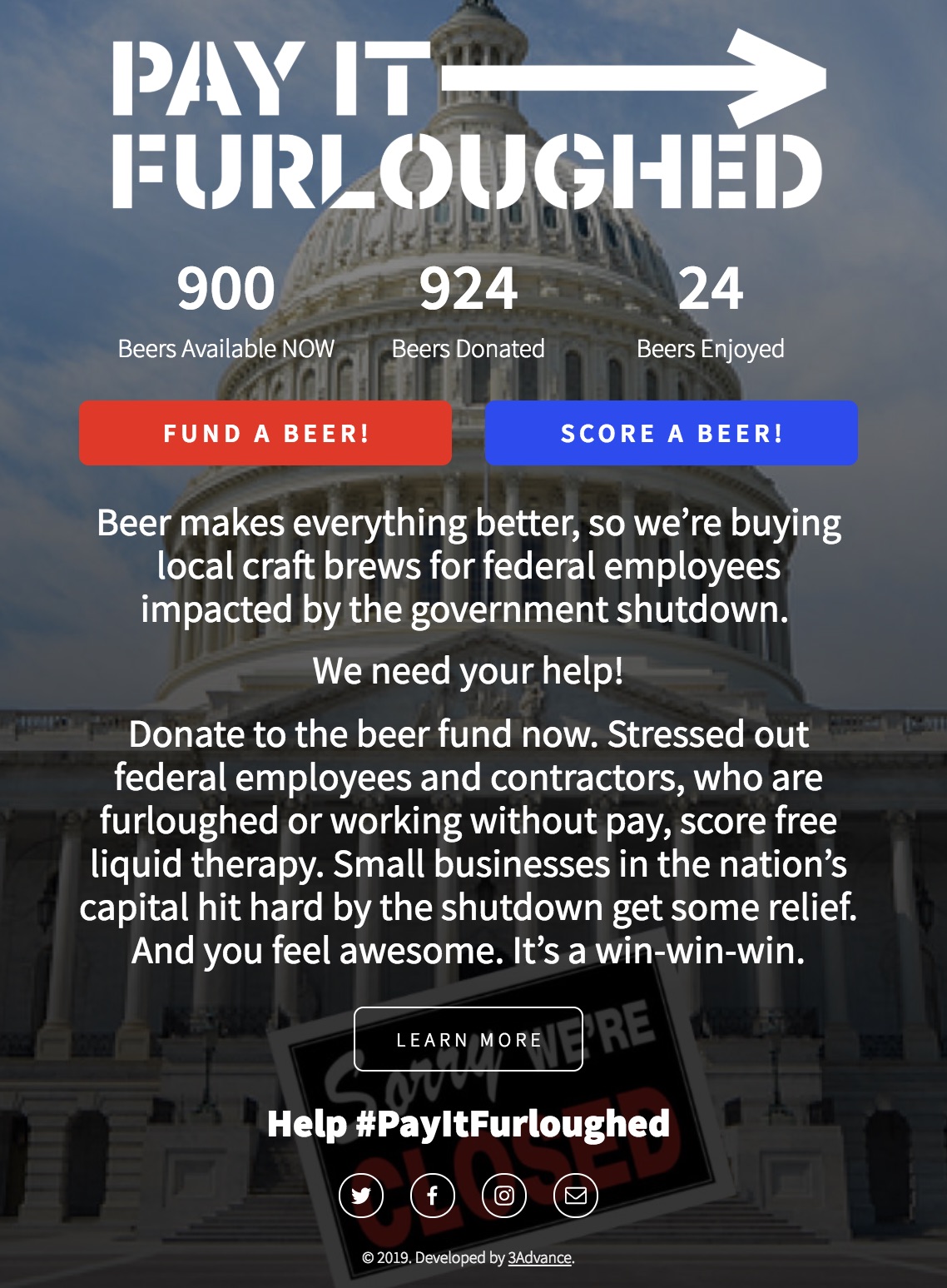 Pay It Furloughed website lets you buy a beer for a federal worker impacted by the shutdown...with participating restaurants joining soon Pay It Furloughed website lets you buy a beer for a federal worker impacted by the shutdown...with participating restaurants joining soon