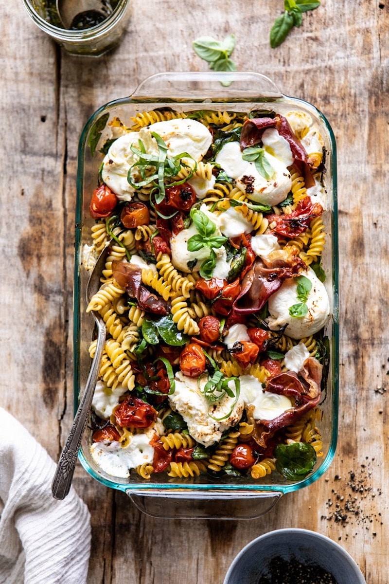 Weekly meal plan: Caprese Pesto Bake at Halfbaked Harvest