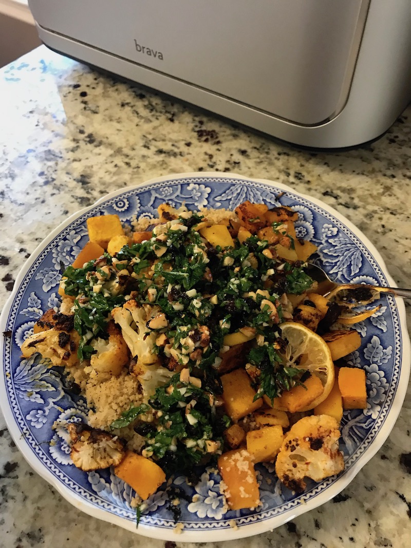 Brava Oven review: Our finished Roasted Vegetables and Couscous meal kit | Photo (c) Kate Etue for Cool Mom Eats Brava Oven review: Our finished Roasted Vegetables and Couscous meal kit | Photo (c) Kate Etue for Cool Mom Eats