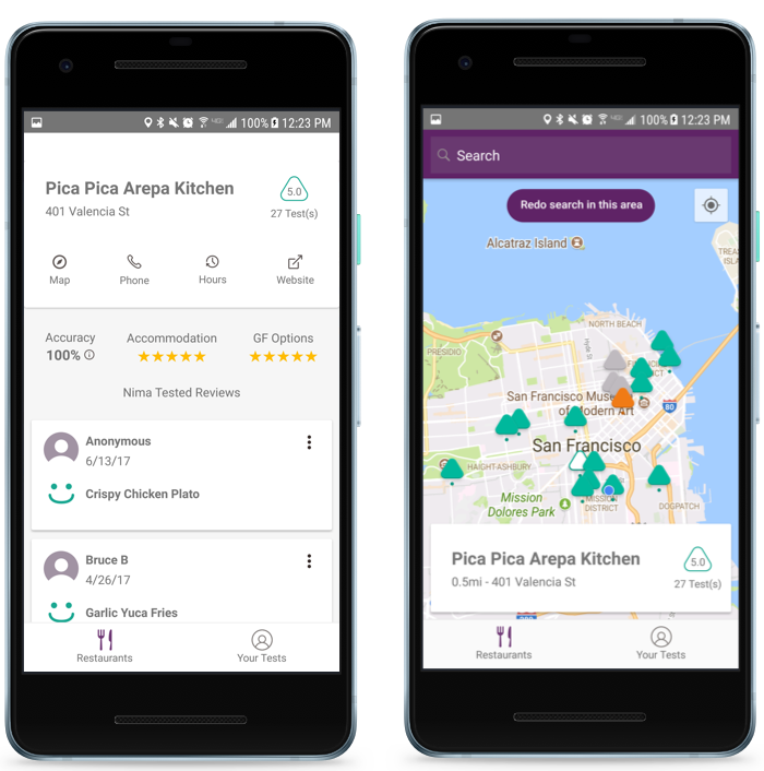 Nima app accompanies the Nima peanut and gluten testing device to help keep people with food allergies safe | coolmomeats.com