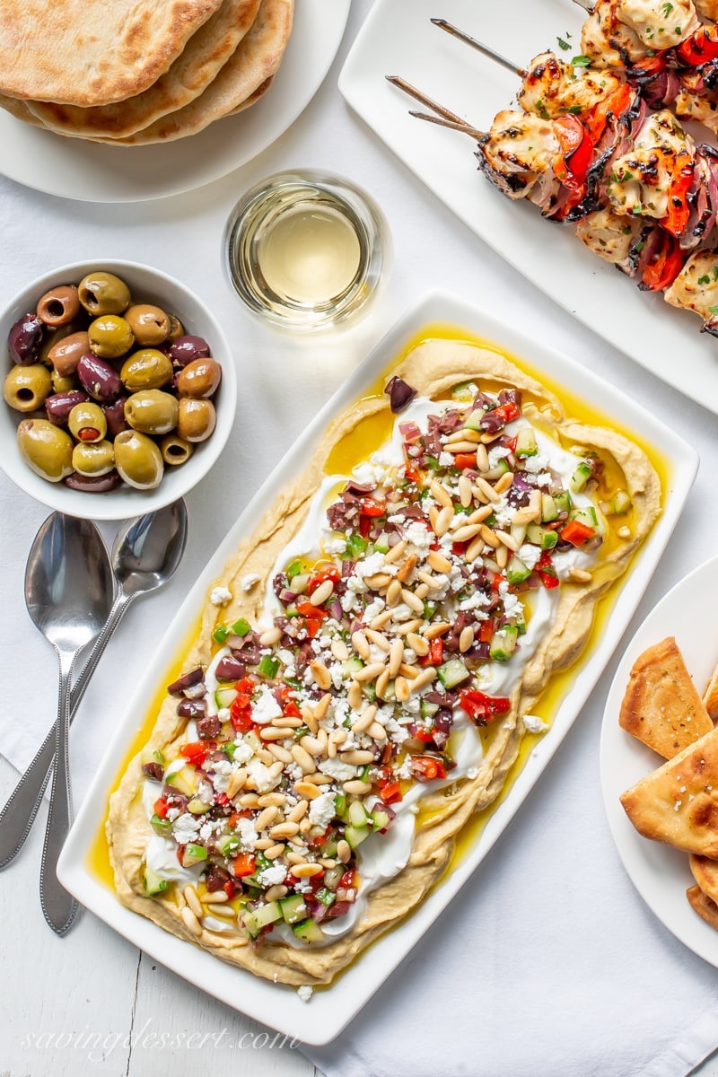 Weekly meal plan: Greek Layered Hummus Dip at Saving Dessert