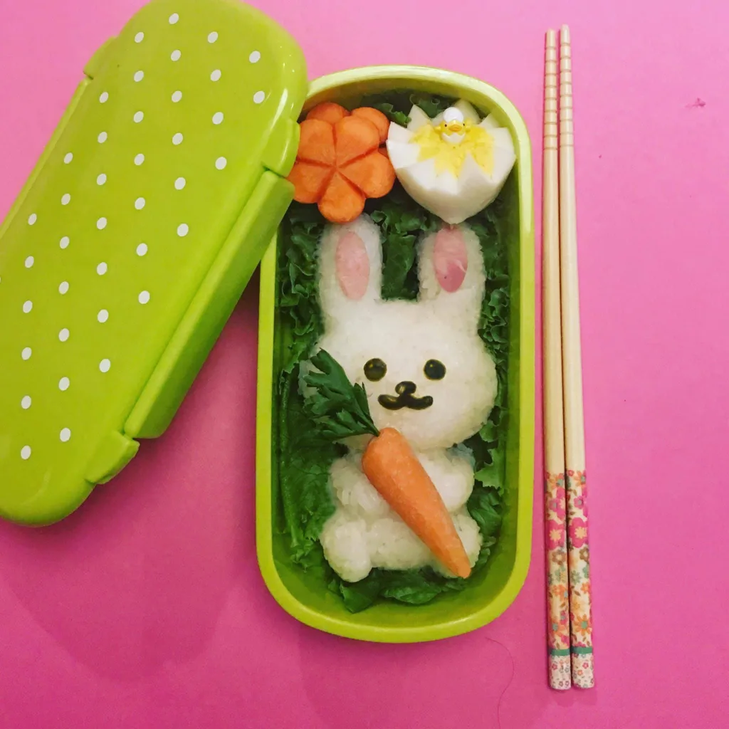Easter bento kit by Marsha and Kiyomi Takeda-Morrison: Just add the egg, carrot and rice! | coolmomeats.com