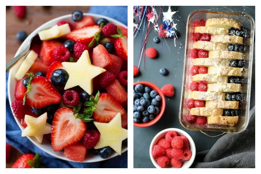 Easy 4th of July fruit dishes: Fruit salad at Garden in the Kitchen; French Toast at Life Made Simple