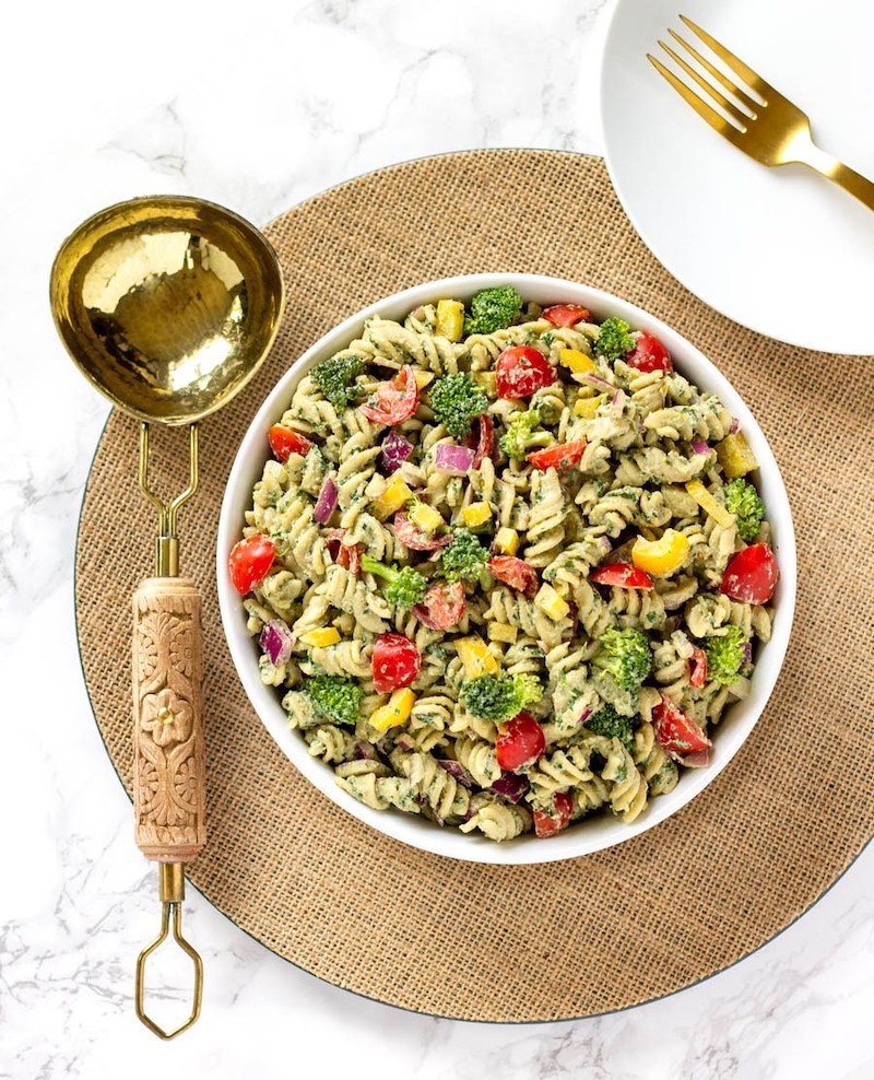 Vegan BBQ dishes for summer: Pesto Pasta Salad at Wholly Plants