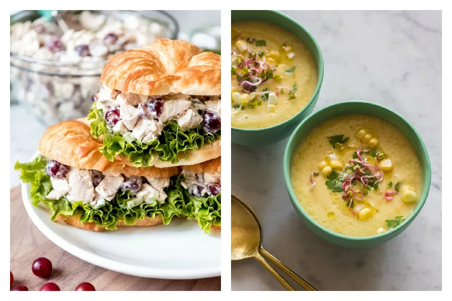 Weekly meal plan: No-cook meals like this chicken salad at House of Nash Eats and cold, corn chowder at Spoon Fork Bacon