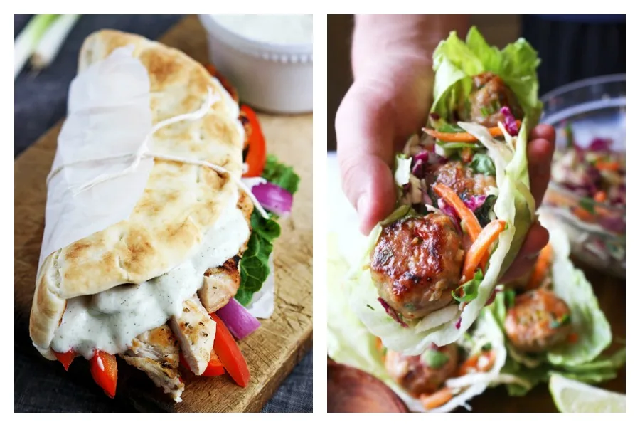 Weekly meal plan: 30 minute meals including Gyros at Creme de la Crumb and Thai meatballs at The Garlic Diaries
