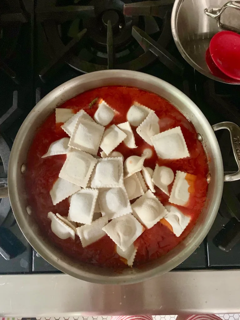 Testing Grace Parisi's Speedy Ravioli Lasagna | © Jane Sweeney for Cool Mom Eats