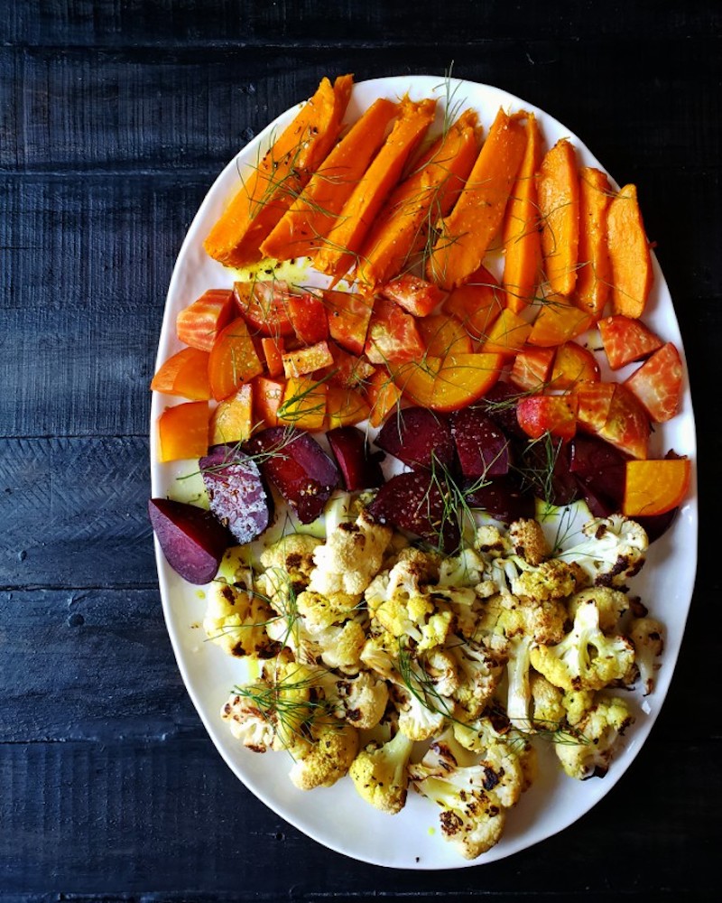 Weekly meal plan: Roasted root veggies in Turmeric oil at Mango & Tomato