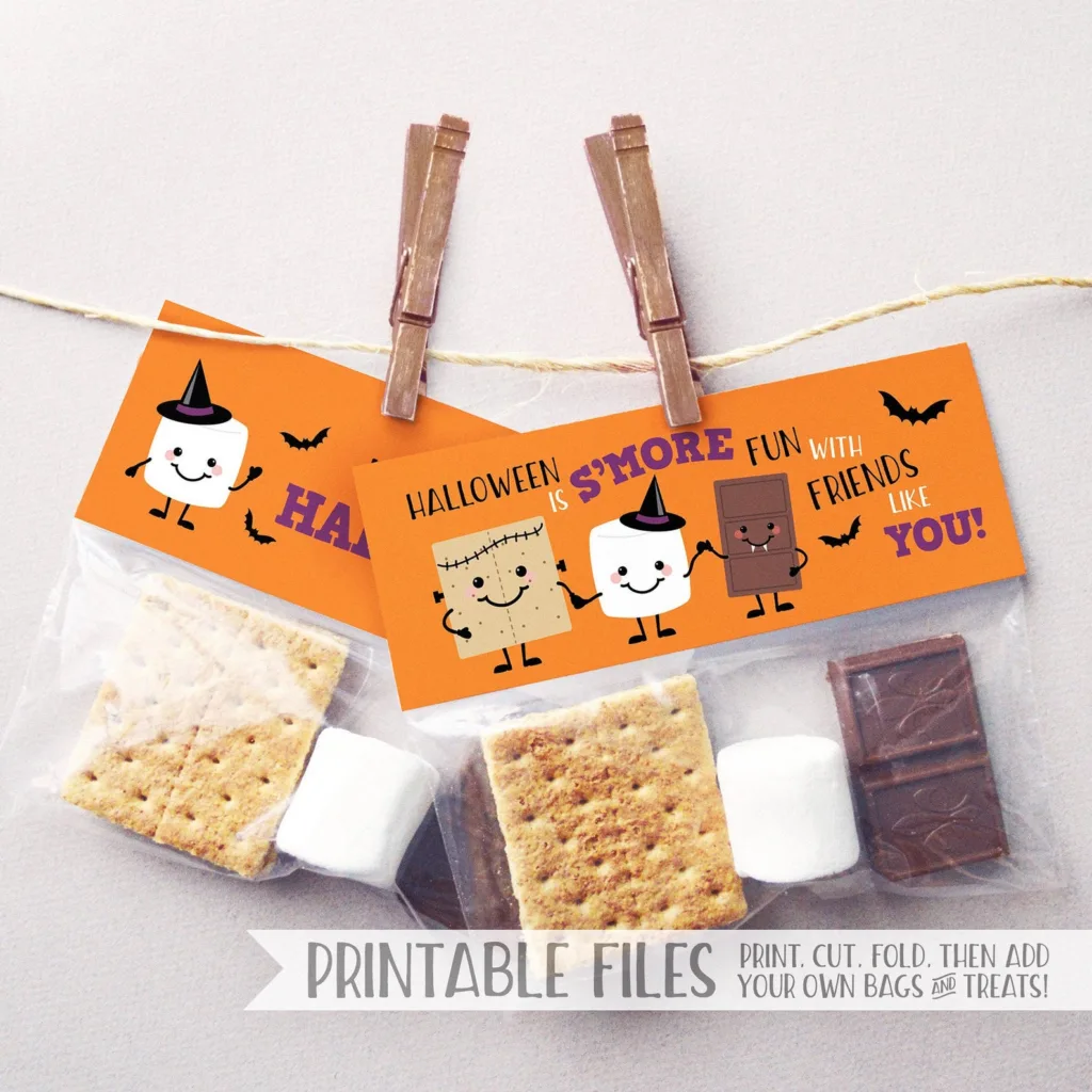 Printable halloween treat bags for class parties 