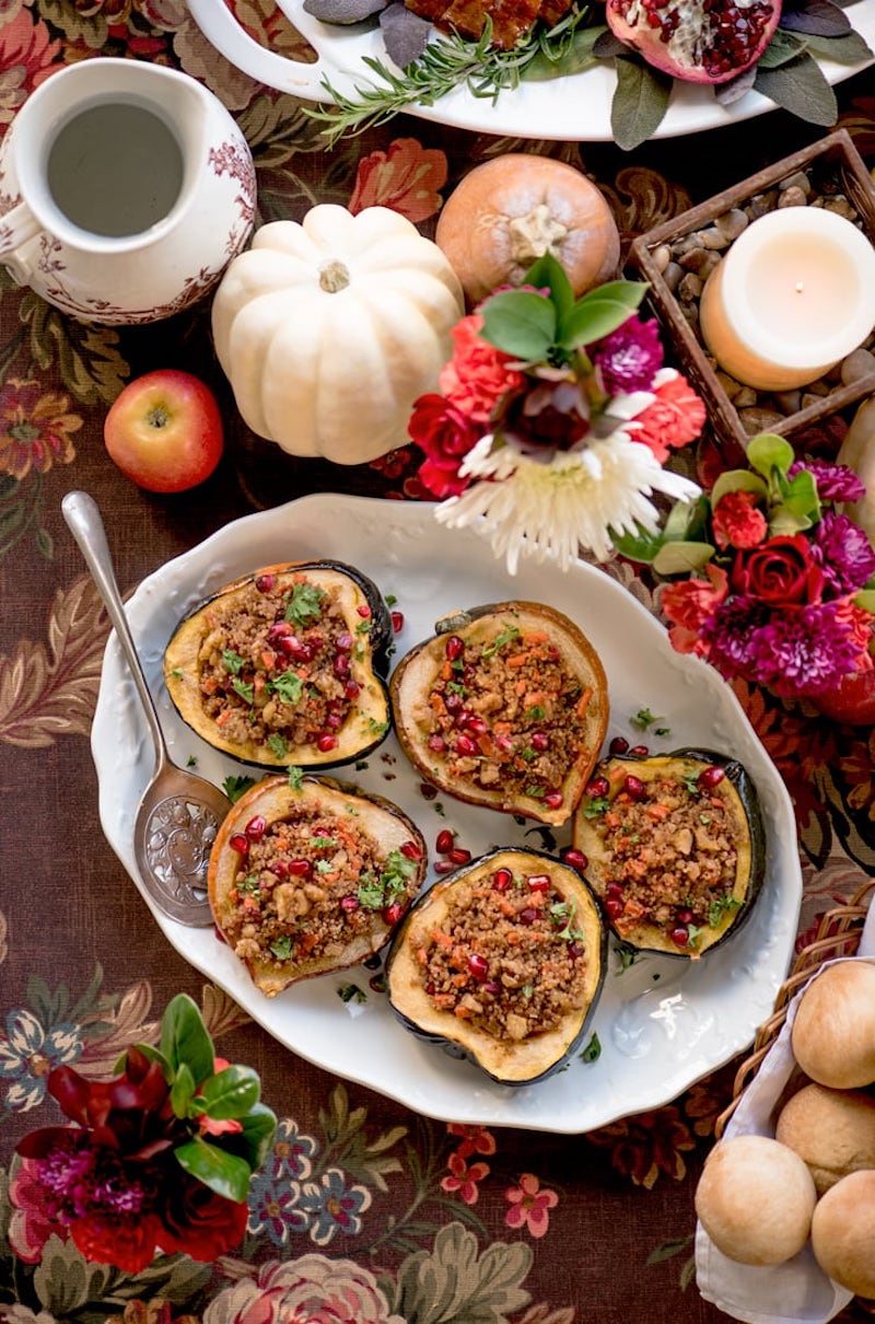 Vegetarian Thanksgiving recipes: Stuffed Acorn Squash at Vintage Kitty