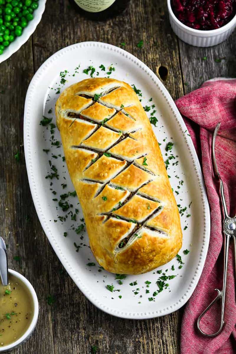 Vegetarian Thanksgiving recipes: Vegan Wellington at Vegan Huggs