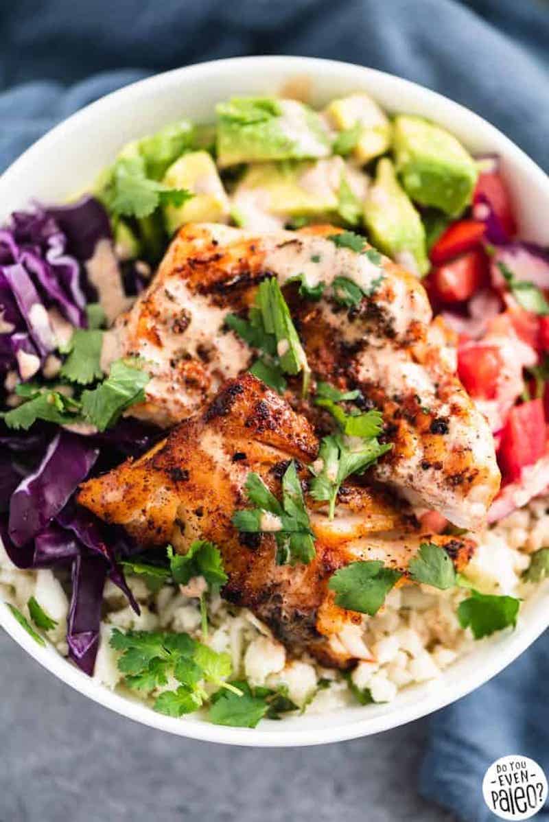 Weekly meal plan: Fish Taco Bowls at Thyme and Joy
