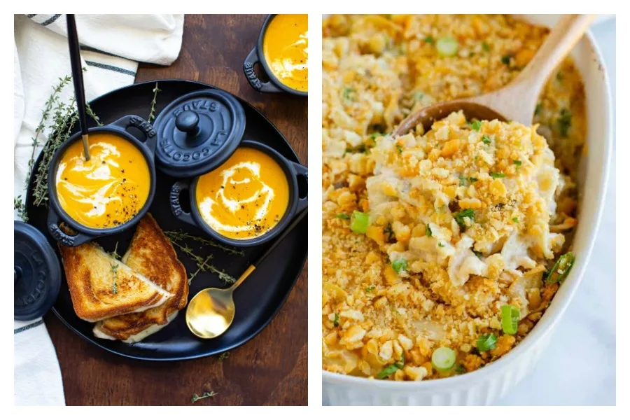 Weekly meal plan: Butternut Squash Soup at Butter Be Ready and Tuna Casserole at The Cozy Kitchen