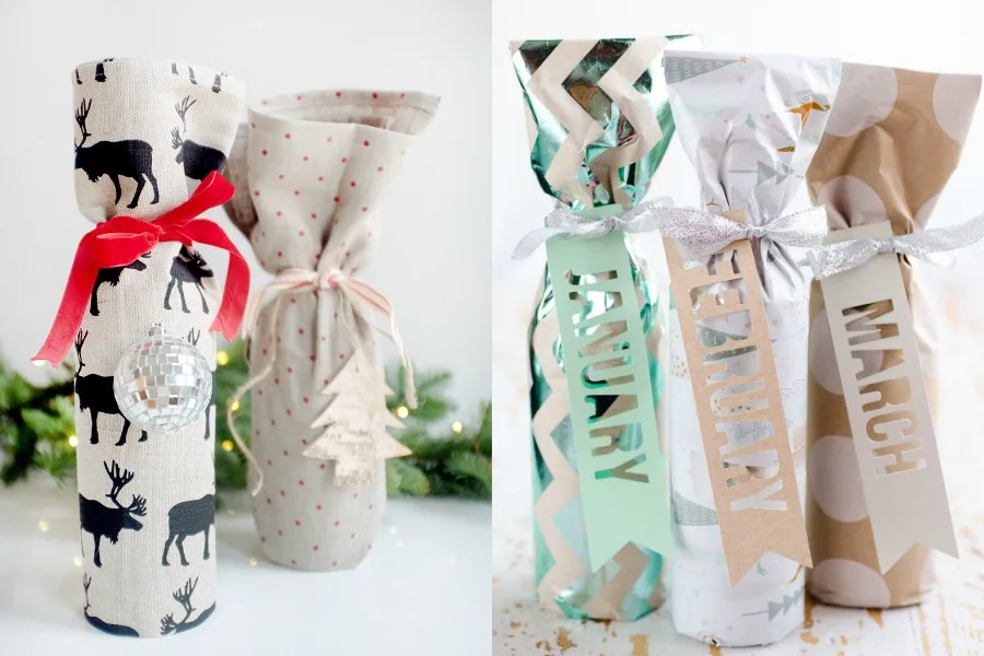 8 creative, easy ways to wrap a bottle of wine to make a holiday wine gift a little more gifty