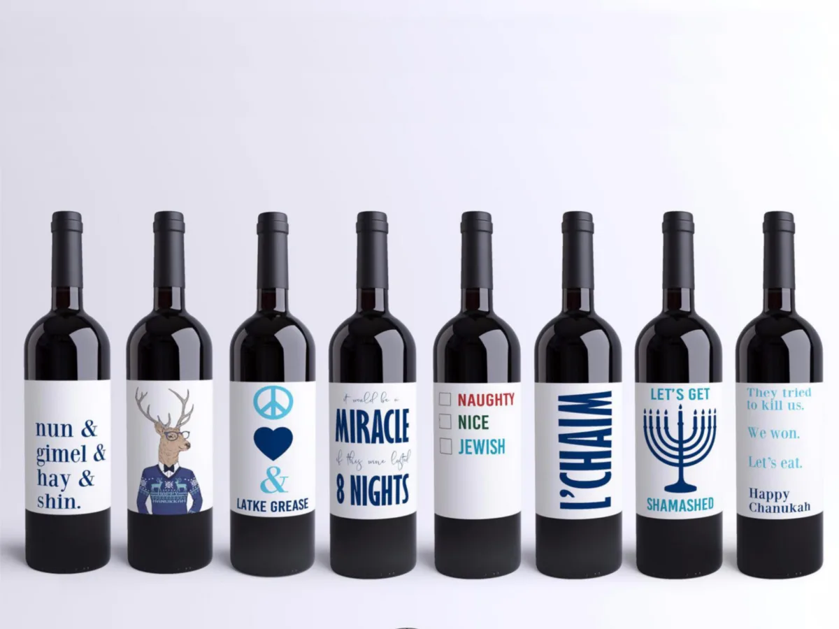 Funny Hanukkah wine labels: No Manischewitz required.