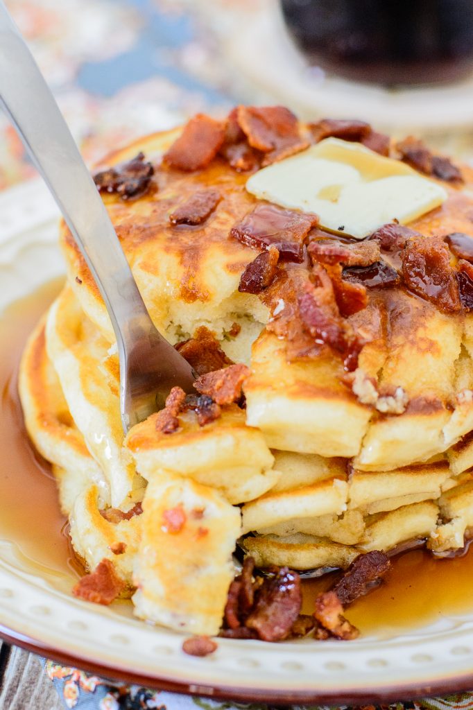 Indulgent pancake hacks forNational Pancake Day: Maple Bacon Pancakes from Almost Supermom
