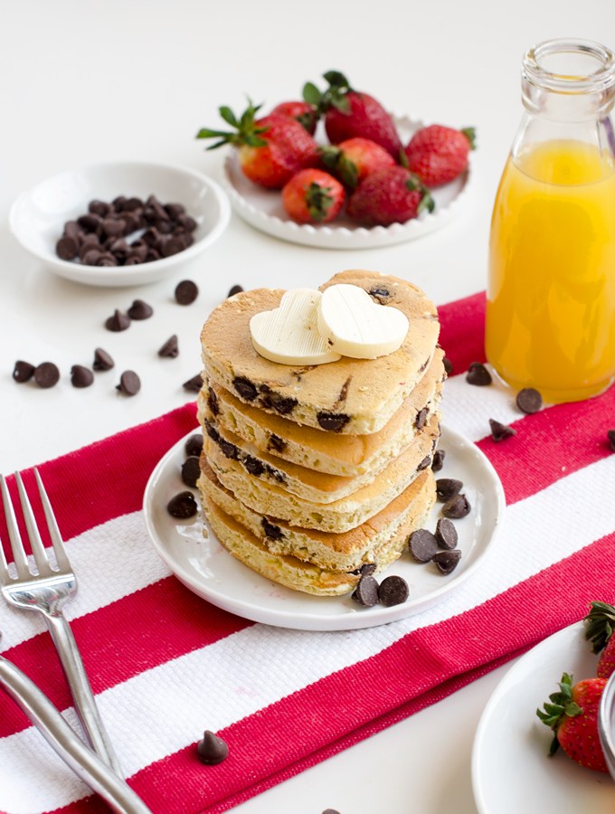 Heart-shaped, cookie-cutter pancakes from Chic and Sugar are perfect for Valentine's Day