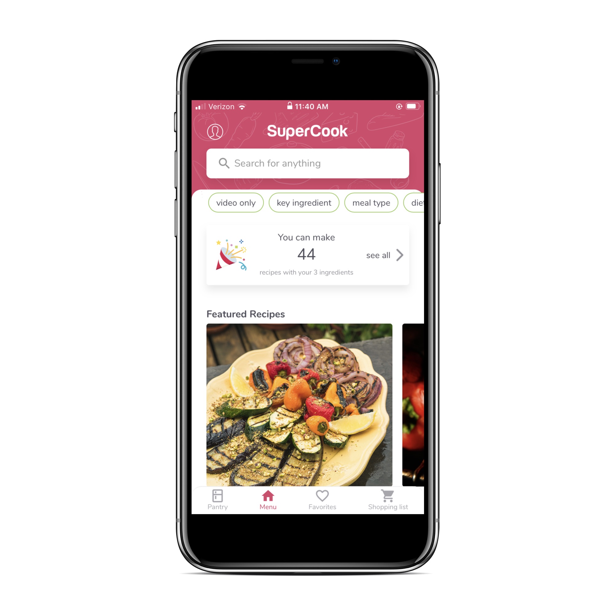 Recipe apps that let you search by ingredient: SuperCook