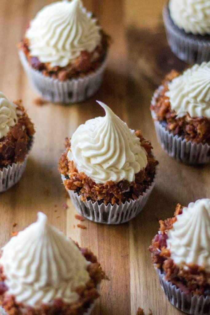 We're drooling over these boozy bacon-bourbon cupcakes from A Wicked Whisk which would be perfect for Father's Day We're drooling over these boozy bacon-bourbon cupcakes from A Wicked Whisk which would be perfect for Father's Day
