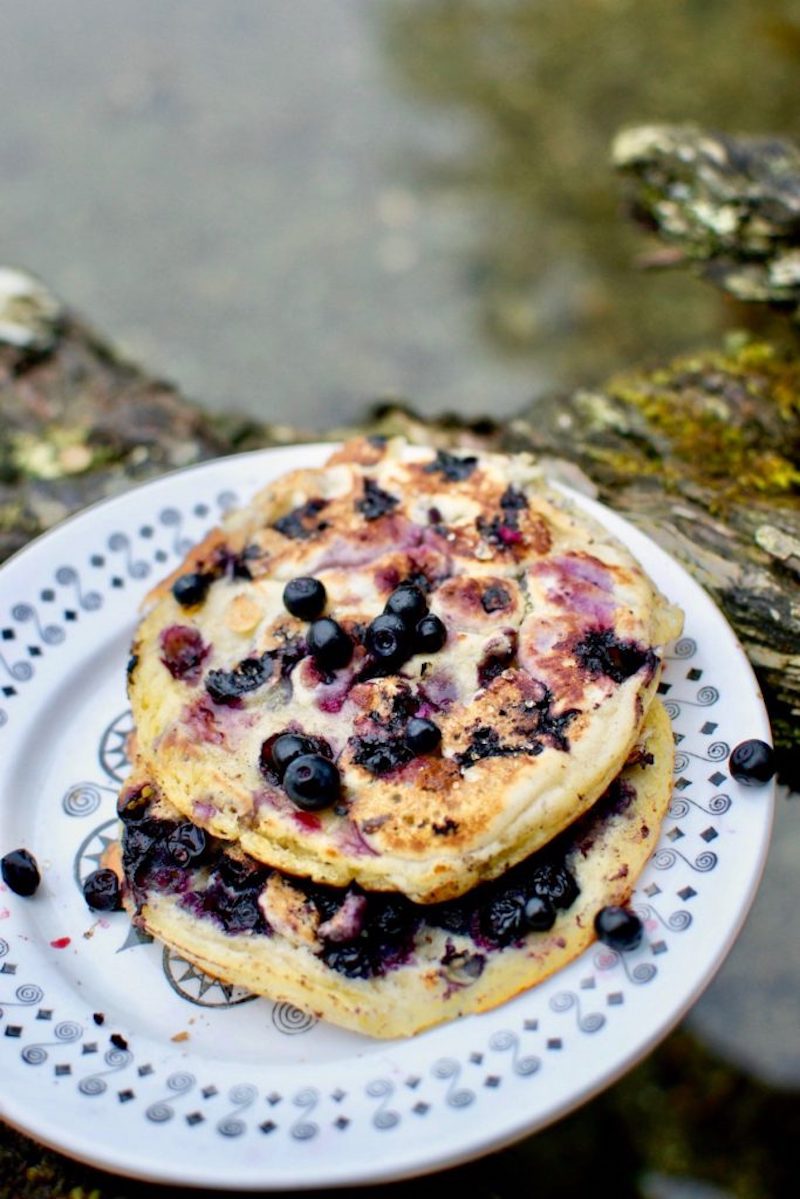 Easy backyard camping recipes: Blueberry pancakes at Vegan on Board