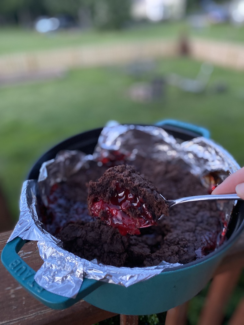 Easy backyard camping recipes: Chocolate dump cake © Kate Etue for Cool Mom Eats