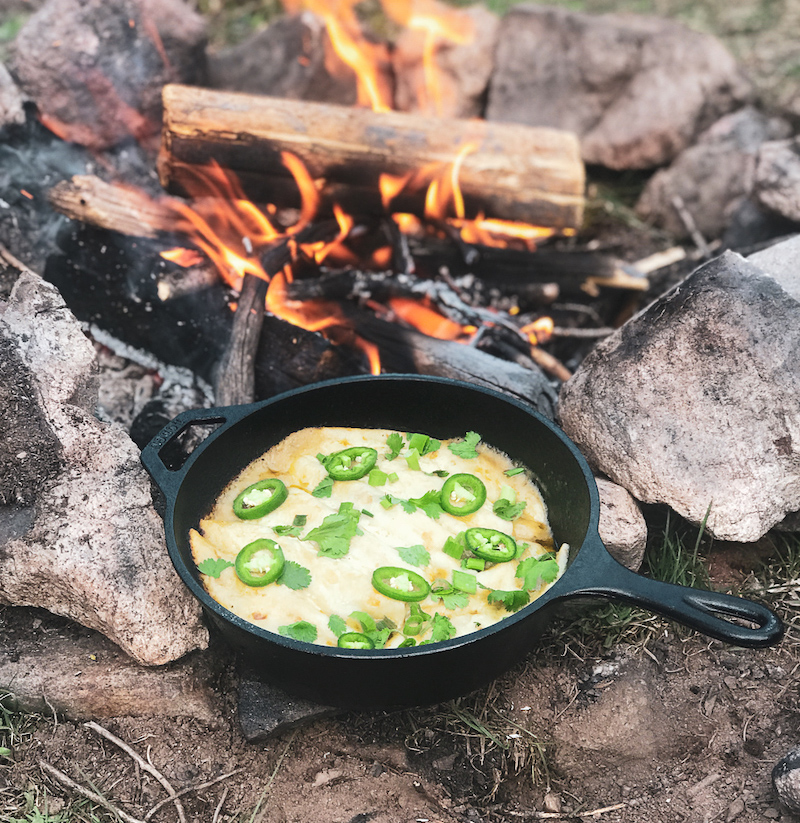 Easy backyard camping recipes: Dutch oven enchiladas at The Back Country Kitchen