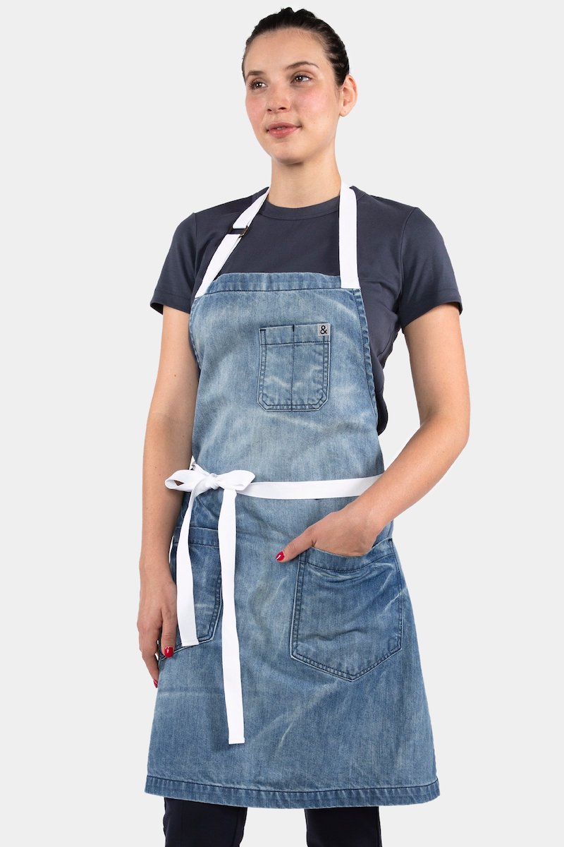 Modern aprons for spring we love: Hedley & Bennett's denim apron for spring is modern and durable.