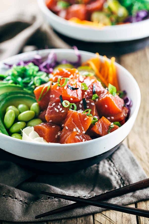 Weekly meal plan: 5 no-cook dinners, like these spicy poke bowls at Jessica Gavin.