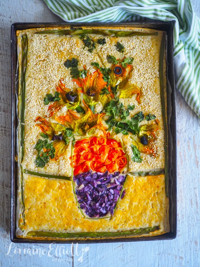 Stunning Sunflowers Focaccia Art by Not Quite Nigella 