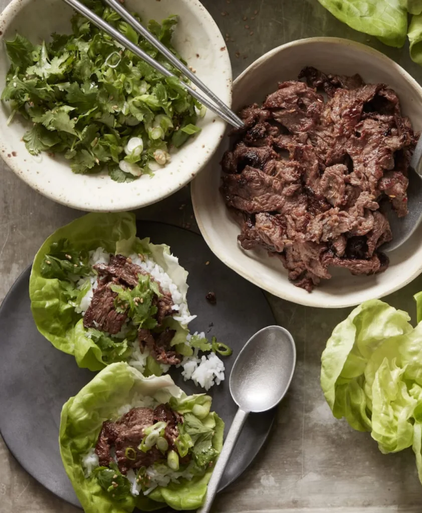 Weekly Meal Plan: Beef Bulgogi Lettuce Wraps from What's Gaby Cooking