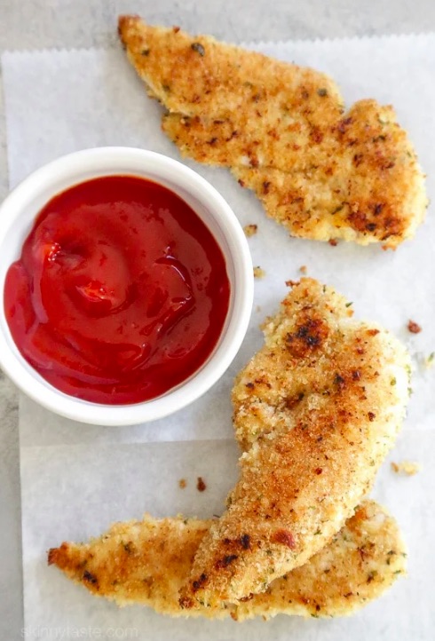 Pickle-juice marinated chicken tender recipe from Skinny Taste