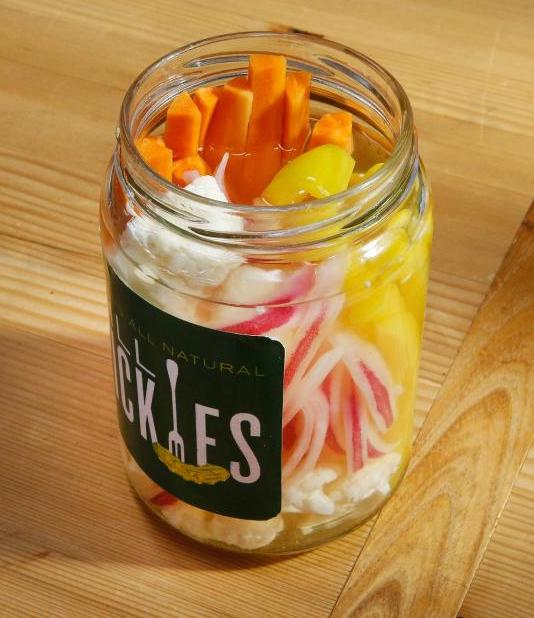 Quick pickled veggies using leftover pickle juice from Food Network