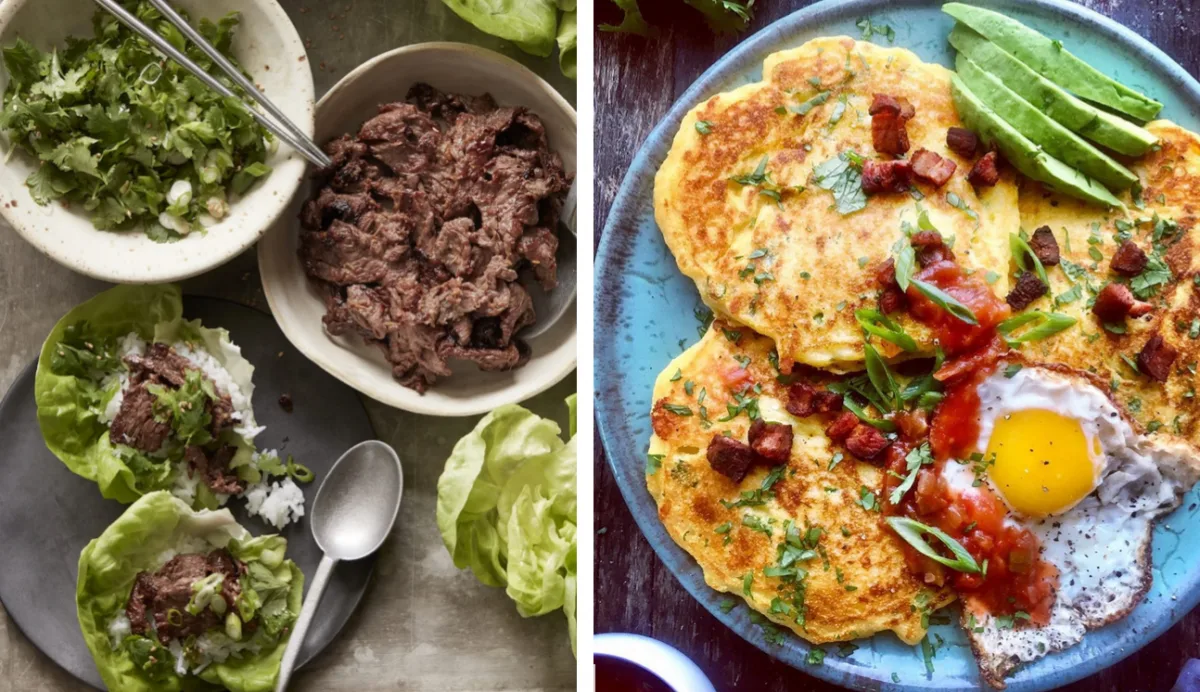 WeeklyMealPlan_BeefBulgogiLettuceWraps_WhatsGabyCooking_CornmealCheddarPancakes_DianeMorrisey