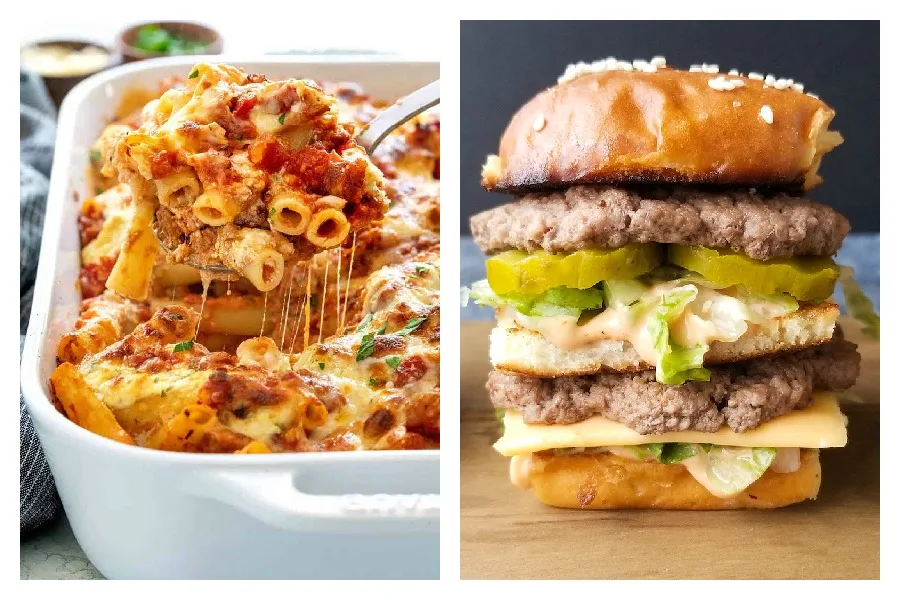 Weekly meal plan: Baked Ziti at Jessica Gavin and copycat Big Macs at Amanda Cooks and Styles