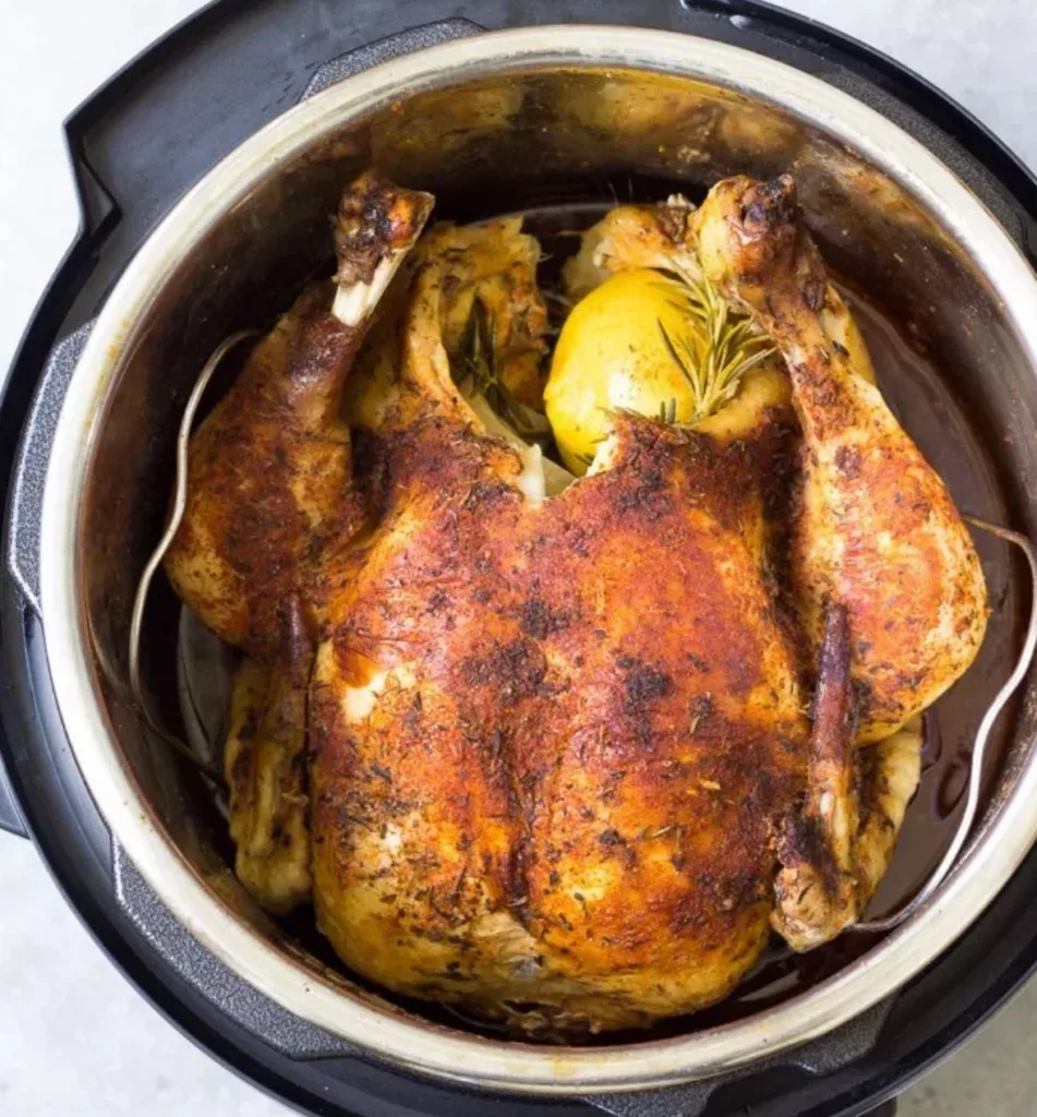 How to cook a whole chicken in an Instant Pot recipe via Kristine's Kitchen 