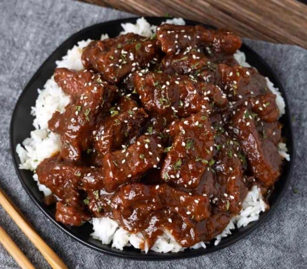 Instant Pot Mongolian Beef  recipe via Simply Happy Foodie