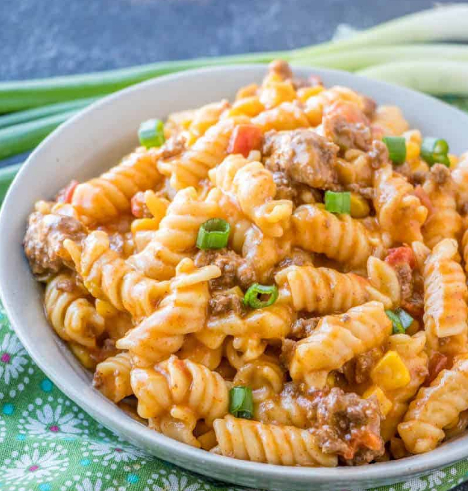 Instant Pot Taco Pasta  recipe via Tornadough Alli