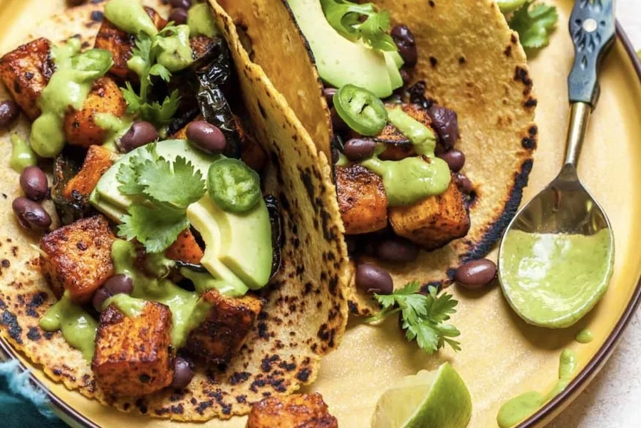 Chipotle roasted butternut squash tacos from dishing out health : Favorite fall family dinners|