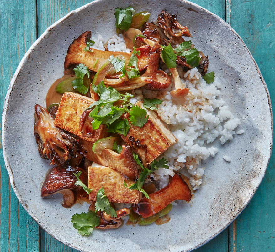 Soy Glazed Tofu and Mushrooms from Bon Appetit