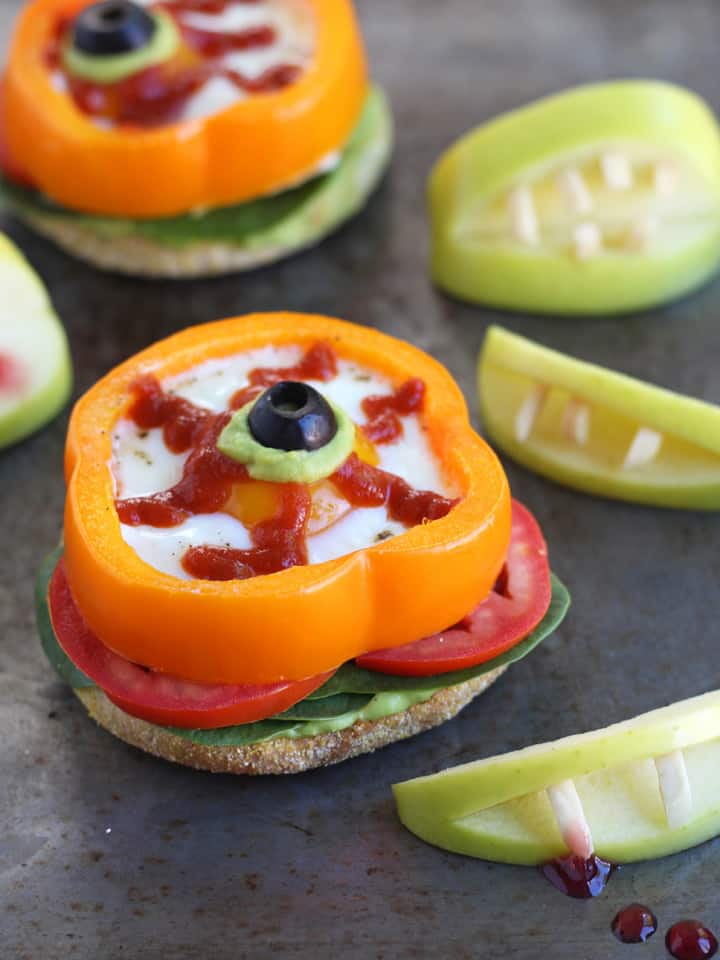 Spooky Halloween Baked Egg Eyeballs from Toaster Oven Love