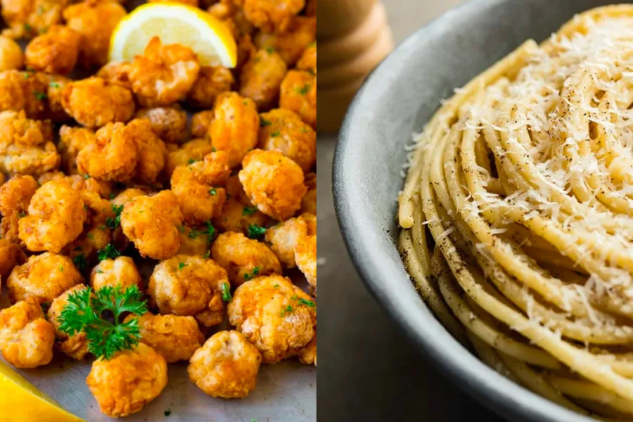 7 favorite kids' menu meals, upgraded for the whole family | Including Bucatini Cacio e Pepe Pasts from TastingTable and Popcorn Shrimp from Dinner at the Zoo