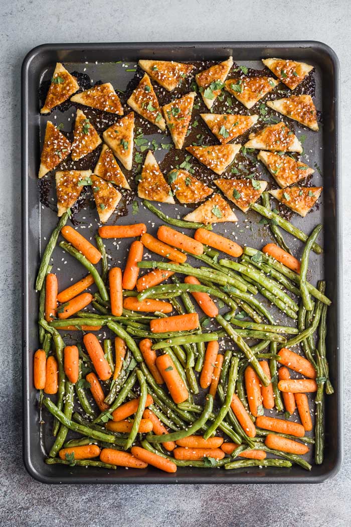 Sheet Pan Baked Tofu and Veggies with Garlic: Immune-boosting dinner idea from Food with Feeling 