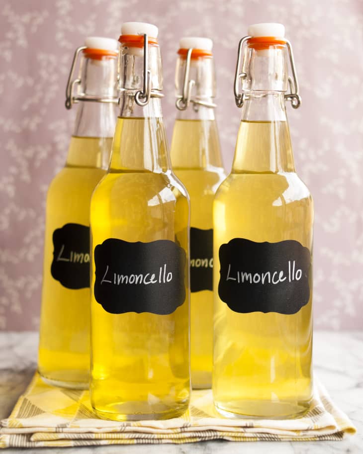 Homemade limoncello recipe from The Kitchn makes a pretty gift for the holidays