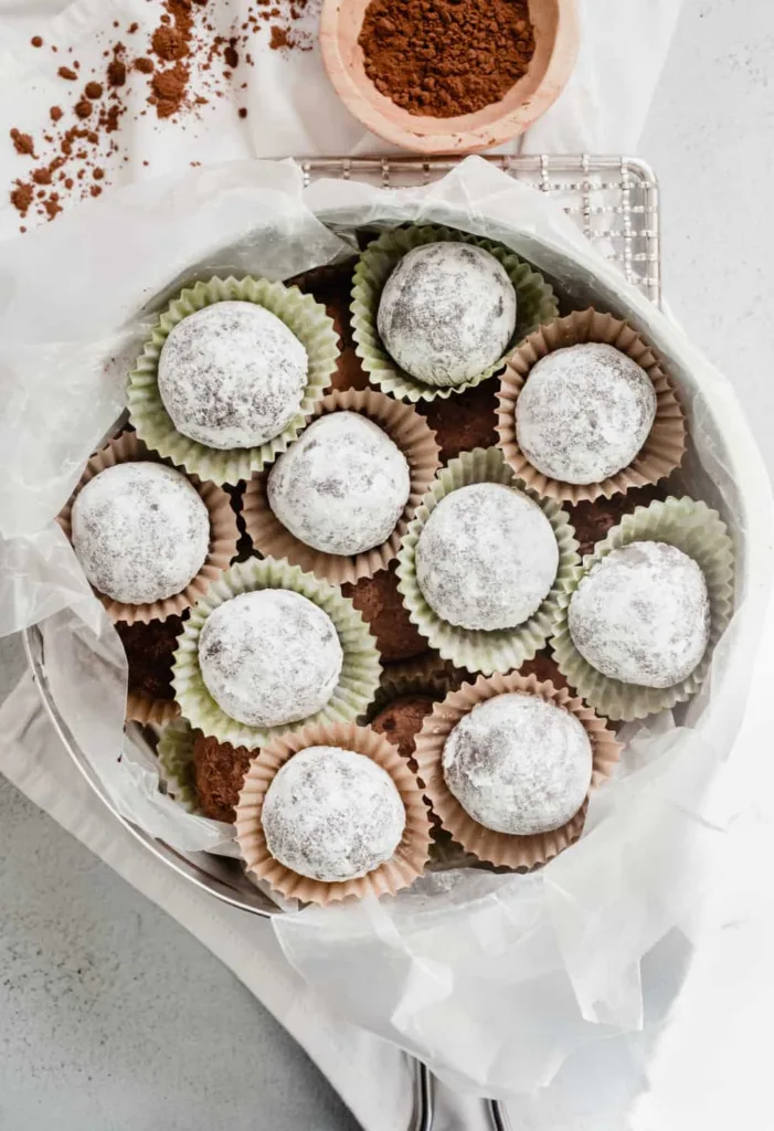 Make-ahead rum balls from My Baking Addiction for gifts or to enjoy at the holidays