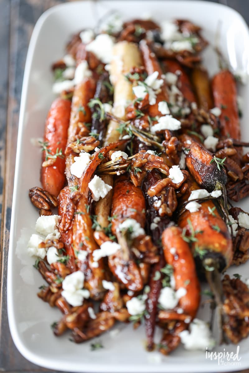 Sidesgiving recipes: Roasted carrots with pecans and goat cheese at Inspired by Charm