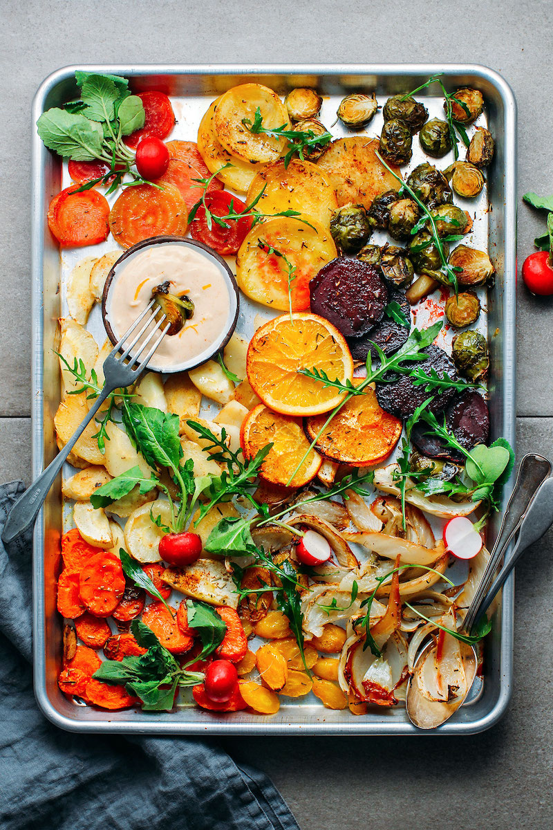 Sidesgiving recipes: Sheet pan veggies at Full of Plants